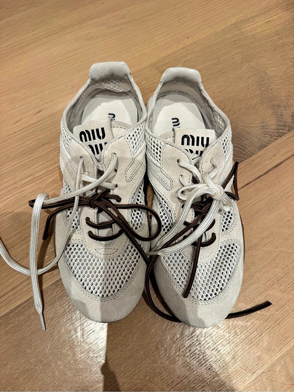 Miu Miu Rete Scamosciato Sneaker White & Brown EU 36.5 excellent condition
